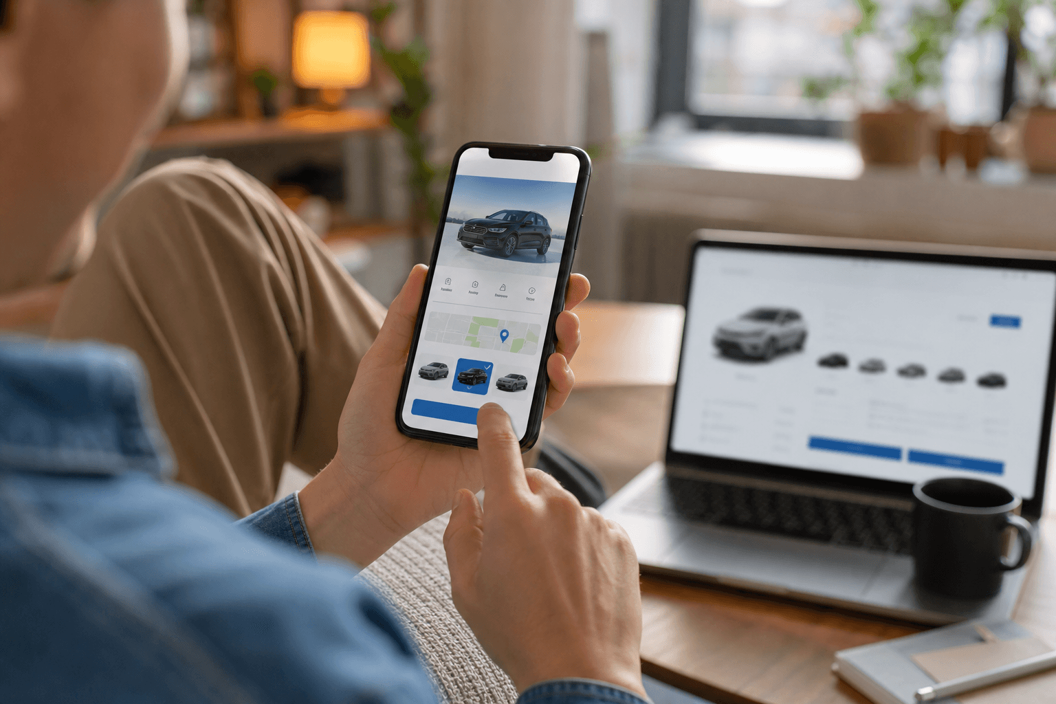 Customer completing an online car rental booking with CPD Rental